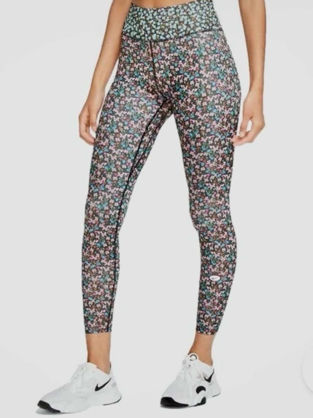 Nike Floral High-Rise Leggings in Pink & Green